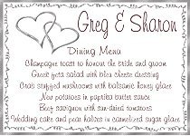 Reception Menu Card Reception Menu Card